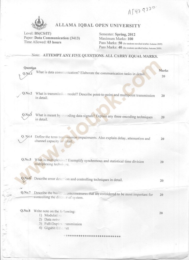 Data Communication code 3413 old paper