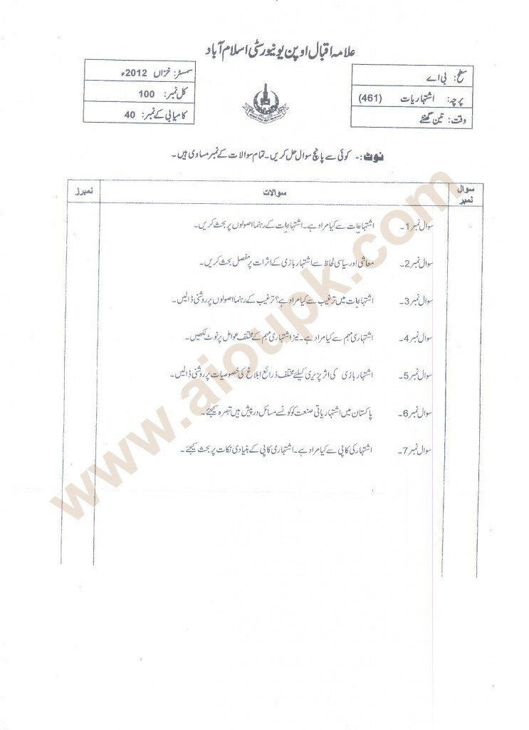 BA Old Paper of AIOu code 461