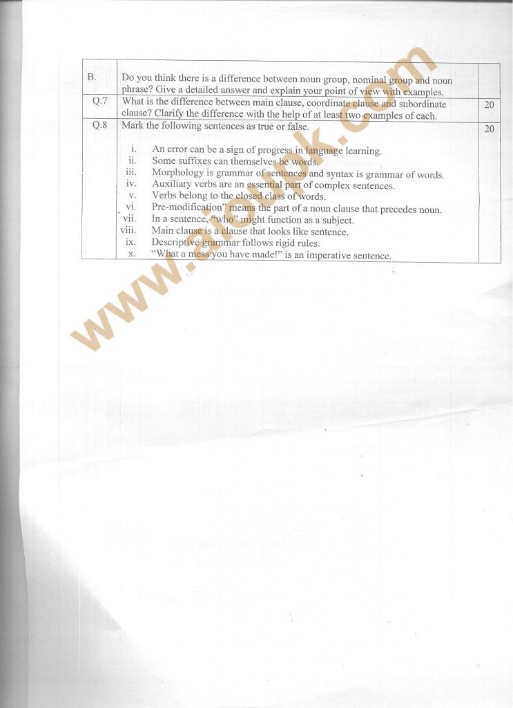 Grammar Code 5657 a AIOU Old Paper Spring 2013 Diploma 