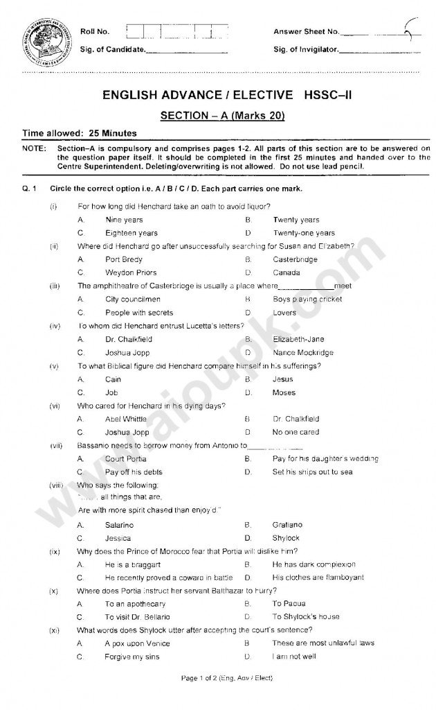 Englsih Advance Elective of HSSC Annual Examinations 2013 Part-11-page-001
