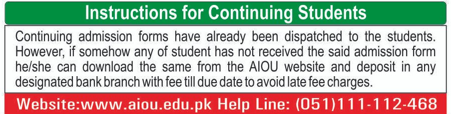 instructions for continue students for Autumn 214