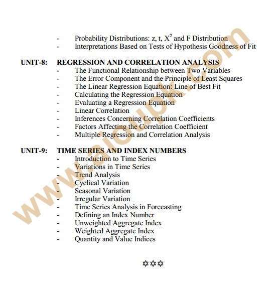 Business Statistics Code 133 BBA Syllabus / Course Outlines 